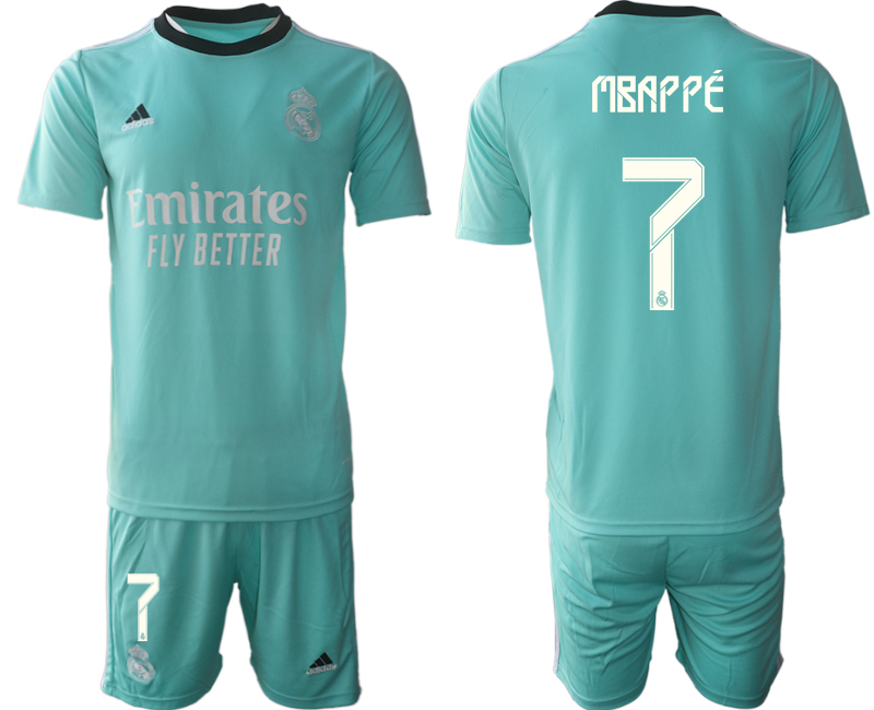 Men 2021-2022 Club Real Madrid second away Light blue #7 Soccer Jerseys->real madrid jersey->Soccer Club Jersey